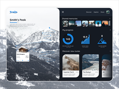 Trails - Hiking and climbing community site 📌 adobexd climbing hiking trails ui ui design website