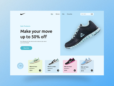 Nike-Sneaker Store Website Ui creative landing daily ui design ecommerce footwear landing page nike online shop popular redesign shoe shoe store shop sneaker sneakers ui ui design web design website website design