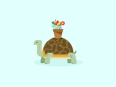 Turtle delivery flower pot flowers illustration slow and steady tortoise turtle vector