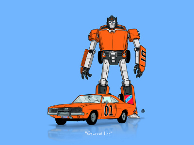 If They Could Transform - General Lee 80s cars cartoons dukesofhazard generallee popculture retro robots series transformers