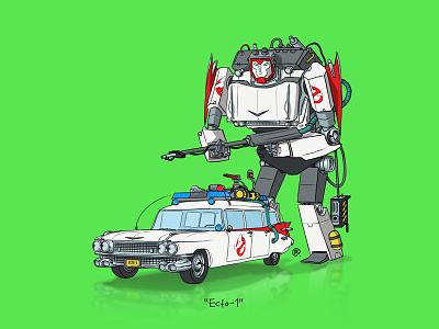 If They Could Transform - Ecto-1 80s cars cartoons ecto 1 ghostbusters popculture retro robots series transformers