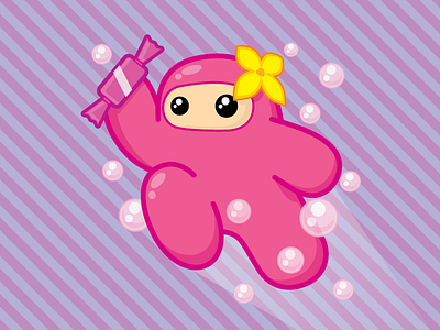 Pink Ninja bubblegum illustration ninjatown shawnimals