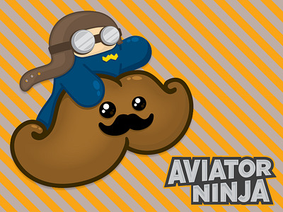 Aviator Ninja cute flying moustachios illustration ninjatown shawnimals