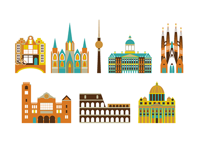 a few architecture illustrations amsterdam barcelona berlin building rome