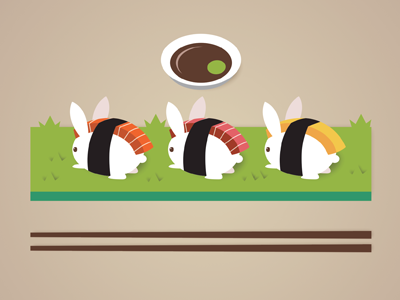 Happy Easter! bunnies bunny chopsticks easter nigiri sushi