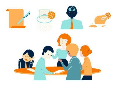 some icons and illustrations from a recent project infographic lightbulb meeting office