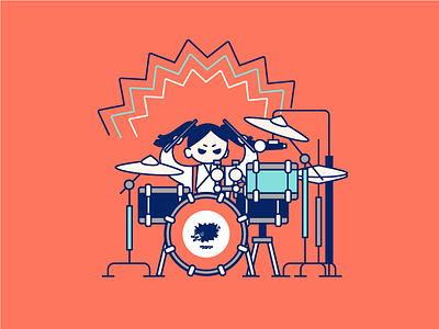 Atom from Hedgehog Band drummer drums fan art rock and roll