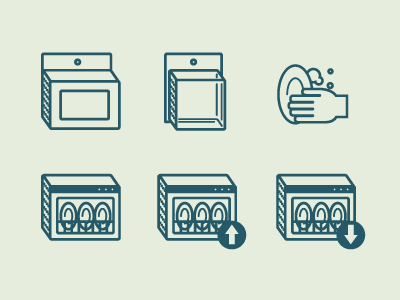 package and wash instruction icons