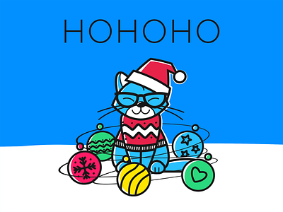 HO HO HO animals cat christmas design graphic design holidays illustration vector