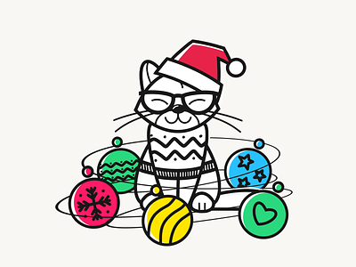Xmas Mood animals cat character christmas cute animals graphic design illustration vector