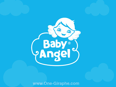 Baby Angel - logo for sale! angel baby children cute kids logo sweet wings