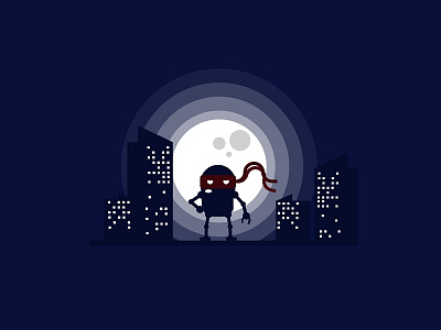 Ninja in the night house moon night ninja robot samurai