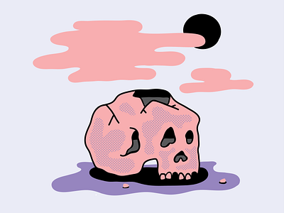 Oh look, a skull! clouds dead death fun halftone ink moon party skull slime teeth