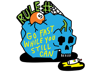 Rule #5 cobweb dead go fast pool ball skull spray paint