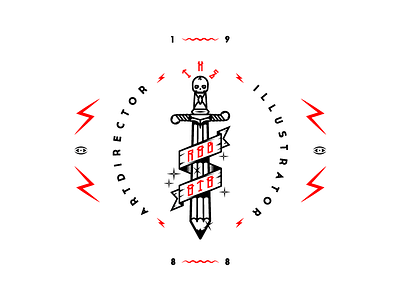 The Roboto Sword brand design icon illustration logo logotype pencil personal brand shine skull sword theroboto