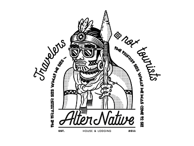 Alternative illustration culture glasses icon illustration logo logotype native theroboto tourist traveler tshirt type