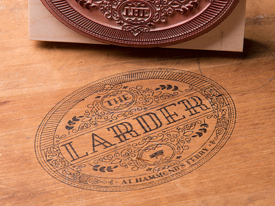 The Larder At Hammond's Ferry line art logo pig restaurant seal stamp