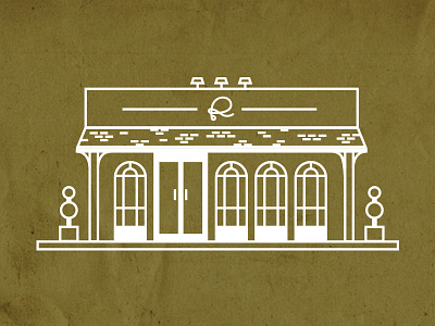 Rivers and Glen Store Front Illustration #2 drab green illustration line shop store