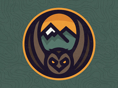 The Great Owl brown green map mountains orange owl sticker topography