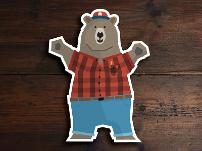 Bear Hug bear flannel hug illustration sticker vector