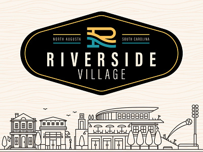 Riverside Village badge brand community icon illustration logo