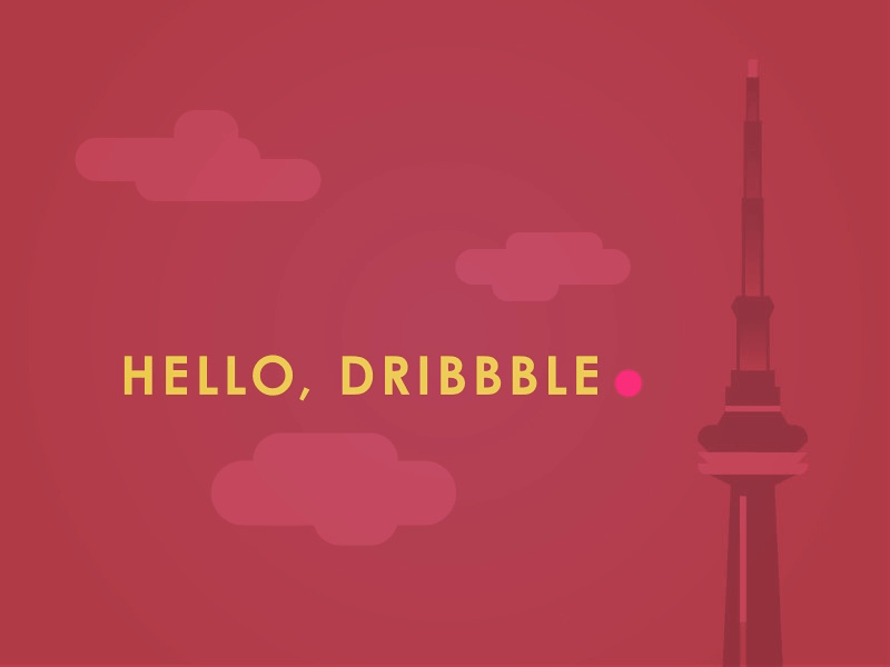 Hello! animation bounce cn tower debut dribbble illustration kinetic pixel tours skyline toronto typography