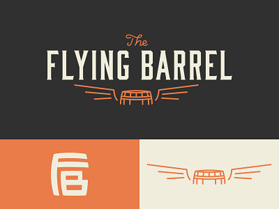 The Flying Barrel Identity badge barrel branding brewery icon illustration lockup logo logotype mark monogram