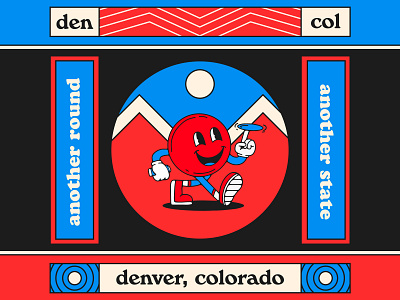 Another Round. Another State. another round character charlotte denver disc disc golf illustration mountain spin sun