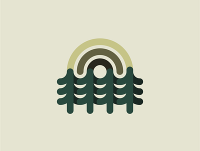 Nature Exploration .1 badge icon illustration logo mark nature sun thicklines trees