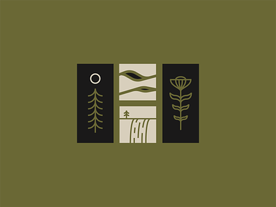 Nature Triptych 03 (By The Falls) art badge falls icon illustration line mark nature plants trees triptych