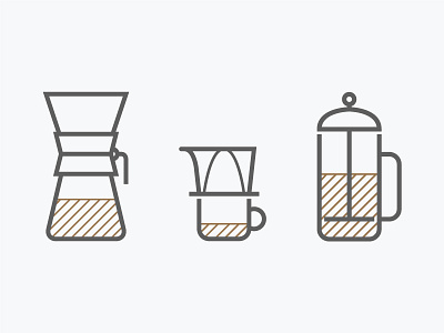 The Traditionals badge button chemex coffee french press icon line pour over thick lines