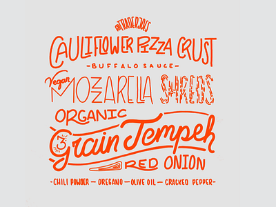 Buffalo Tempeh Pizza drawn homwork illustration lettering procreate type typography words