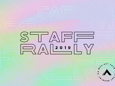 Staff Rally Splash badge badge design church church branding grid iridescent lettering logo mark space space age staff texture type typography