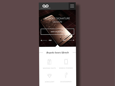 Luxury brand mobile site concept clean design icons luxury mobile ui ui design