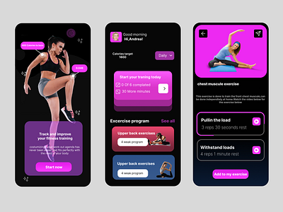 Fitness app UI app branding design graphic design ui ux