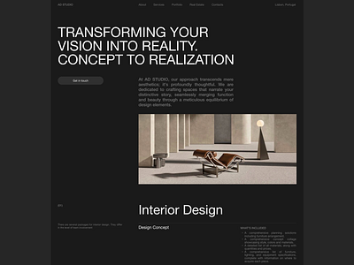 Elegant web design for interior 3d branding clean hero saas startup typography ui ux webdesign