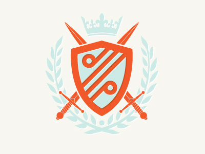 Duel Purpose blue branding crest duel purpose logo orange shield sword