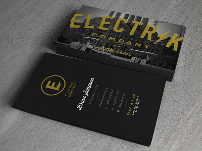 Electrik Businesscards bold branding business cards electric logo power plant retro script vintage