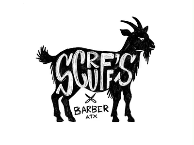 Scruff’s barbershop logo barbershop branding goat logo