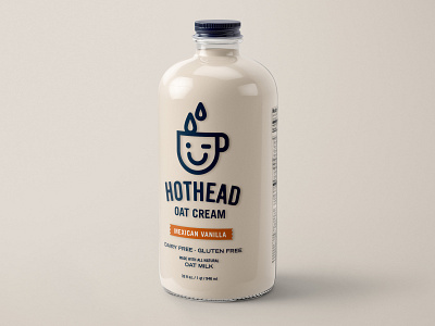 Hothead Oat Cream bottle branding coffee logo milk packaging smile
