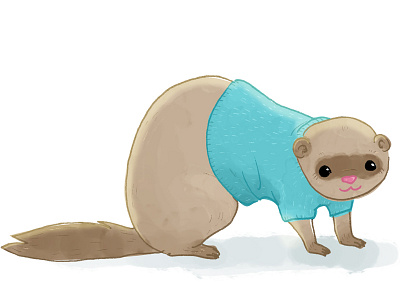 Ferret in a sweater digital ferret illustration