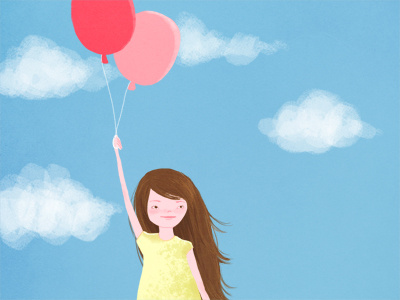 Girl with balloons digital drawing illustration illustration friday