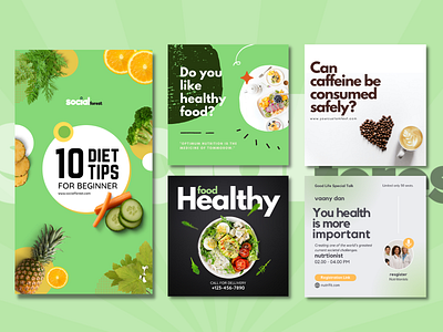 Nutrition Post Templates Collection ads branding canva design graphic design illustration logo nutrition post social media templates ux vector