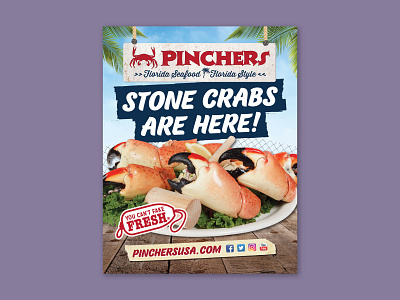 Pinchers Stone Crab Signage branding marketing restaurant seafood signage