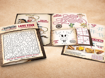 Texas Tony's Rib & Brewhouse Kids Menu Design barbeque branding illustration kids menu menu design restaurant vector