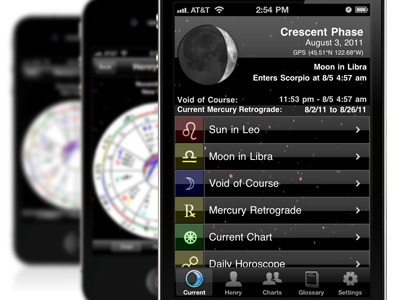 Current Astrology Screen buttons icons ios iphone ipod ui