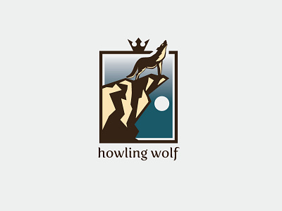 Howling Wolf Logo Template hill howling logo logo template moon night template wolf