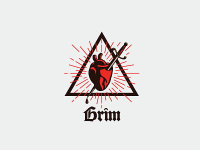 Grim Logo Template aura beam blood branding grim heart logo rays shine sword template triangle