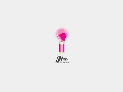 Jix Creative Studio Logo Template badge branding bulb creative jix lamp logo pencil template vector