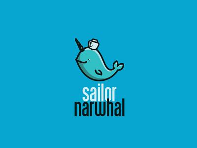 Sailor Narwhal Logo Template animal branding design graphic mascot narwhal sailor unicorn vector whale